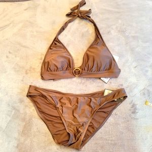 Bikini size XL Halter top and Hipster bottom in hot chocolate color